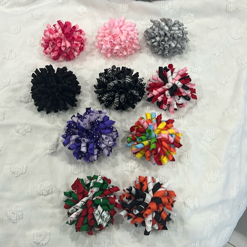 TEN Hair Bows HOMEMADE for little girls/babies